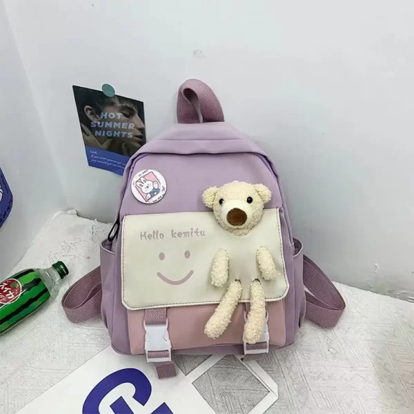 Cute Bear Kids Backpack Lavender